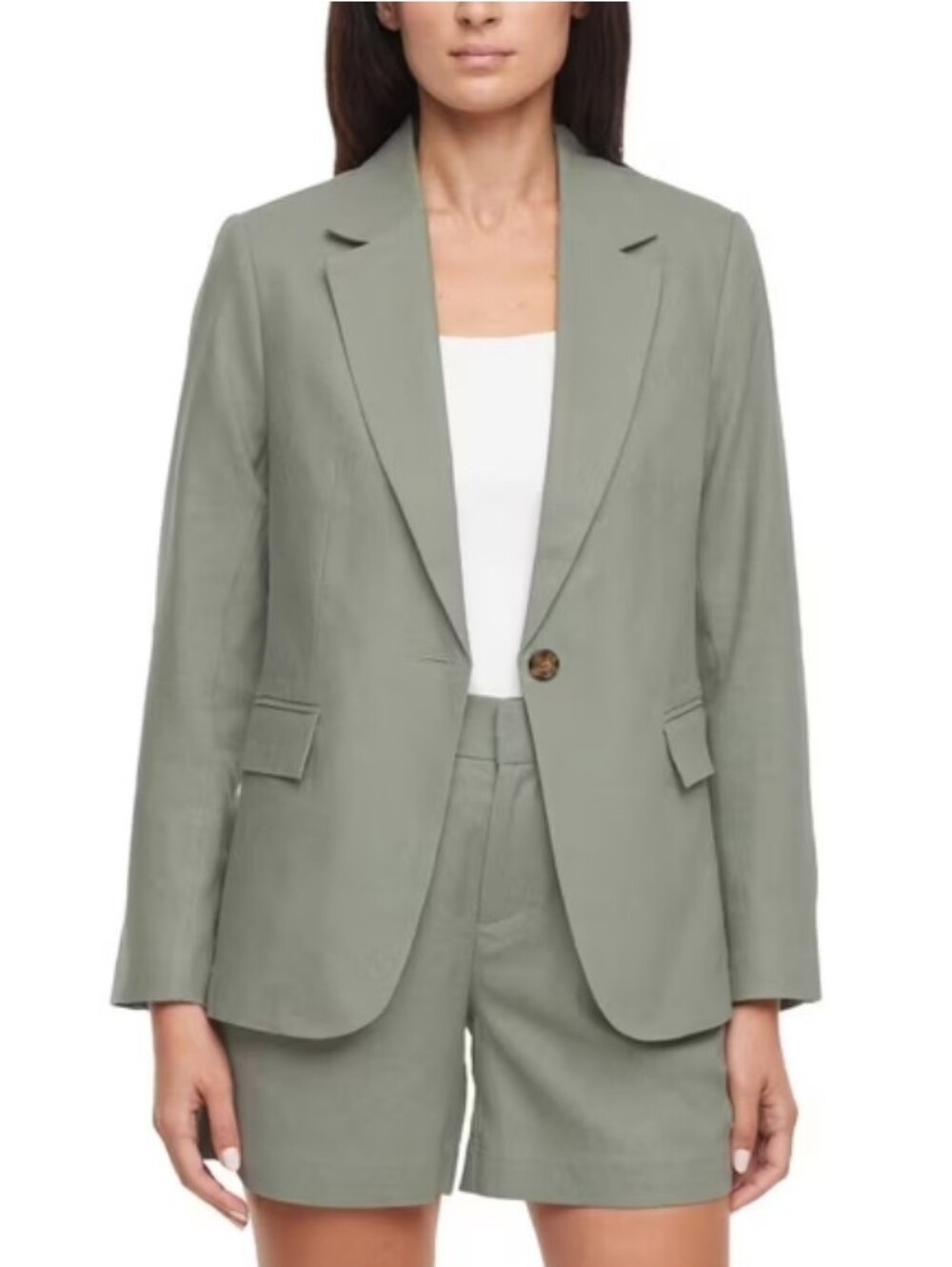 NWT Express Lightweight Linen Blend Blazer Sage Green Women's Size XL